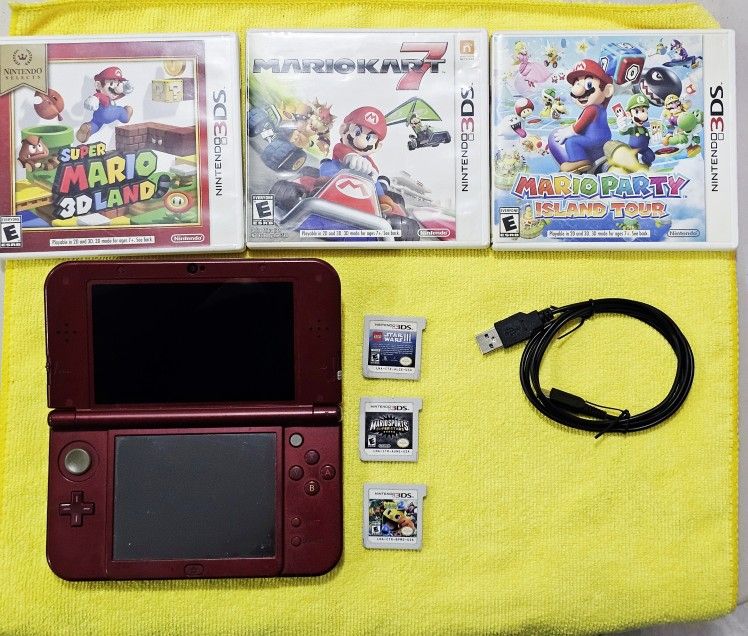 "New" Nintendo 3DS XL + Top IPS Screen + 6 Games