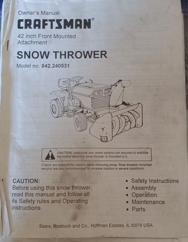 Craftsman 42" Snow Thrower/ Blower