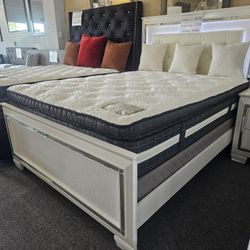 Brand New White Queen LED Bedframe