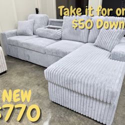 NEW SECTIONAL SOFA 🔥 FINANCING AVAILABLE/ TAKE IT TODAY FOR ONLY $50 DOWN P.