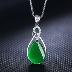 WOMEN NECKLACE S925 STERLING SILVER JADE PENDANT