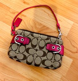 Coach Signature Canvas Mini Wristlet Bag