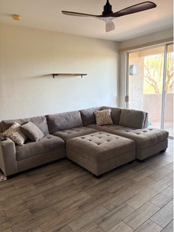 Sectional 6-piece Gray with Storage Ottoman