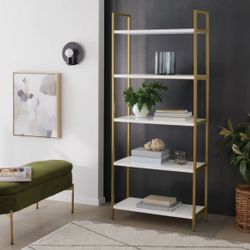 5 Shelf Ladder Bookshelf White & Metal Frame By Threshold 