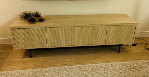 Low-Profile Light Wood TV Stand Console