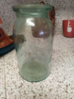 Vintage Aqua Glass Mason Jar