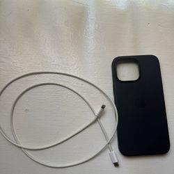 Air Pods,charger and 14 Pro Max case