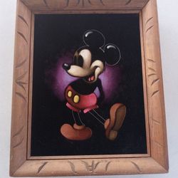 Vintage Velvet Painting Of Mickey Mouse