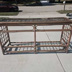Vintage 1970s Rattan Bamboo Console Table