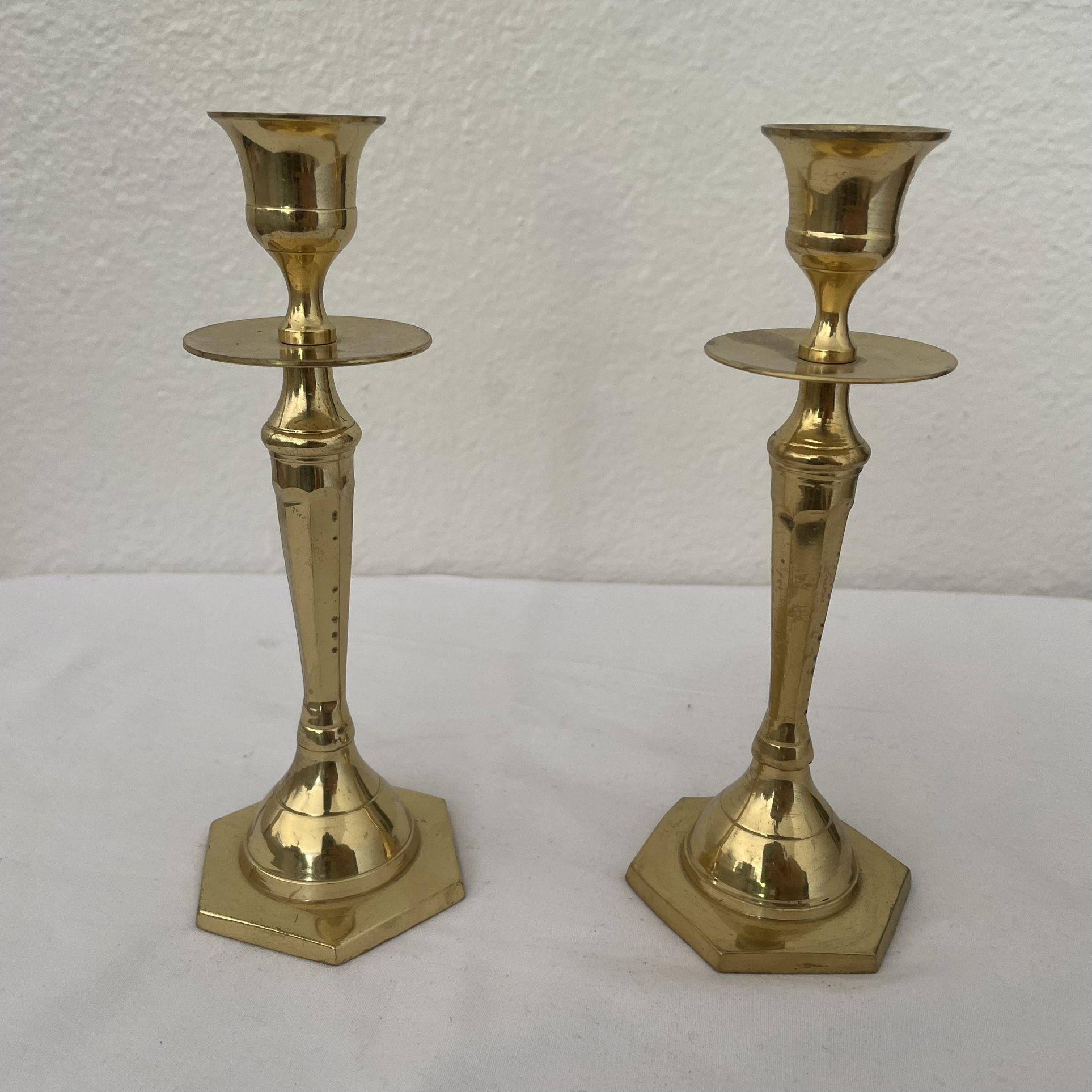 Vintage Solid Brass Candlestick Candleholder. Made in India. Set of 2.