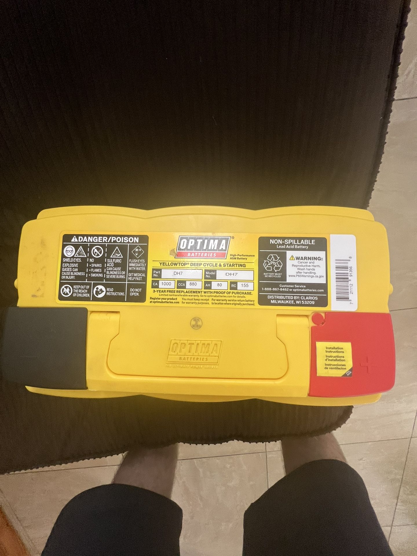 Yellow Top Optima battery