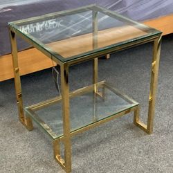 Gold glass End Table 2 Tier