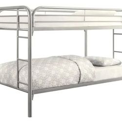 Metal bunk bed twin over twin with 2 mattress included available for pick up or delivery 