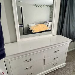 White Dresser With Mirror Included