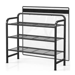 Shoe Rack for Closet, Heavy Duty Metal Shoe Organizer with Wall Protector, 3-Tier Adjustable Shoe Rack for Front Door Entrance, NEW • Retails $39.99