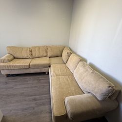 Tan Sectional Sofa Couch 