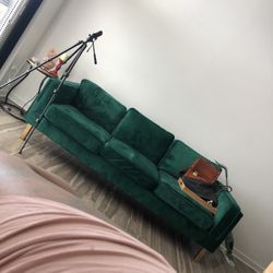 Sofa Couch Green Albany Park Gold Legs 