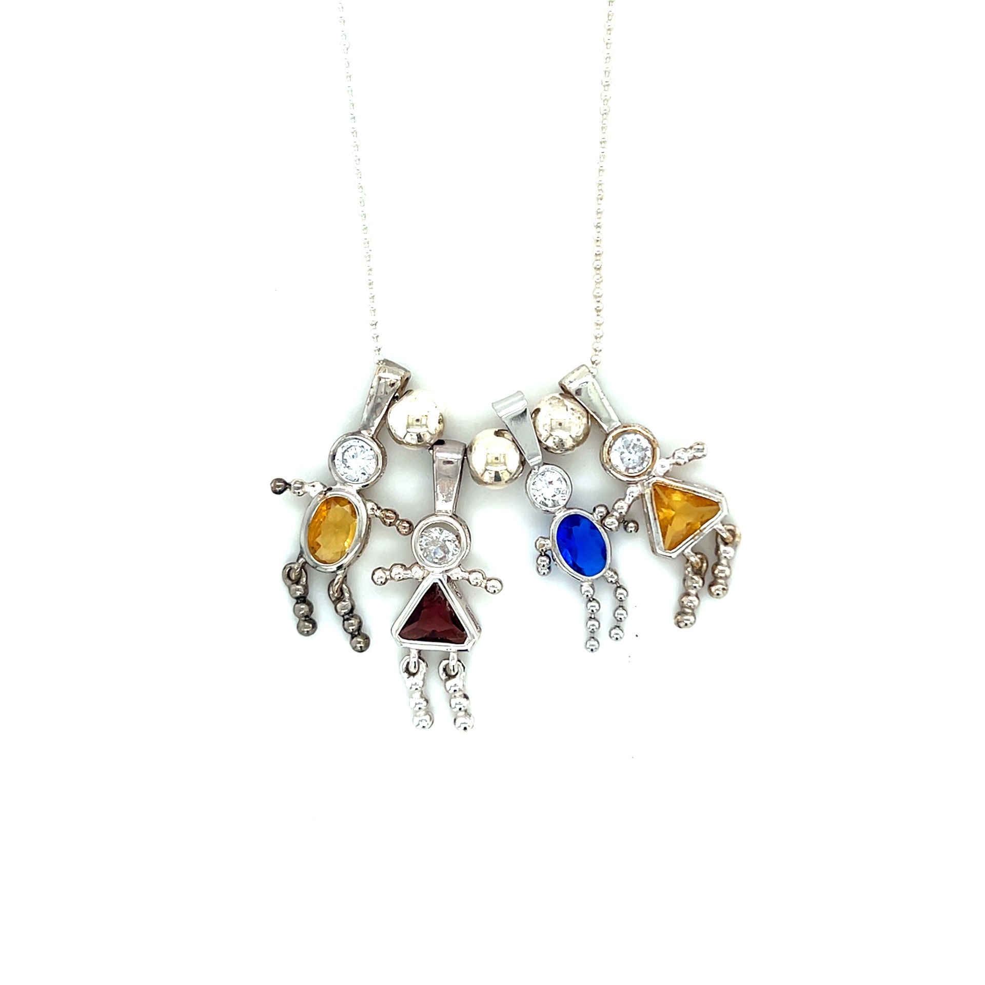 925 Silver Boys/Girls Gemstones Pendant Necklace