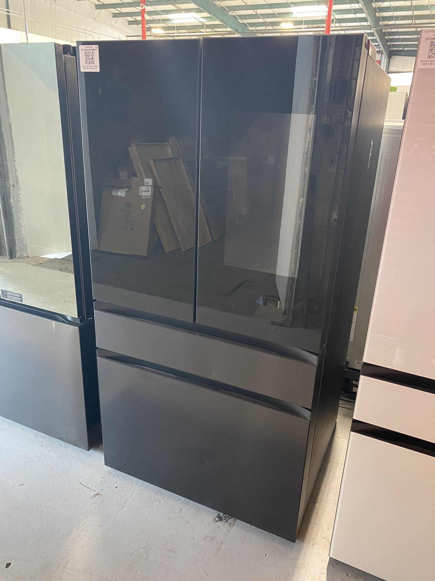 Charcoal Glass & Matte Black Steel 4-Door French Door Refrigerator - 29 Cu. Ft.