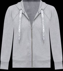 DNKY Women's Size Medium Two-Tone Zip-Front Long-Sleeve Hoodie