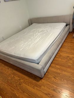 Beige floor bed frame