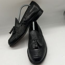 Footjoy vantage 74732 Men Black Exotic Lizard Skin  Tassel Loafers  Size 8.5 E