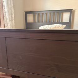 Queen Bed frame with 2 storage boxes, dark gray , Queen without Mattress 