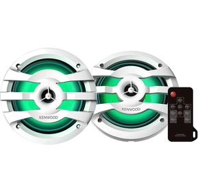 Kenwood KFC-1673MRWL 6-1/2" 2-Way Marine Speakers with Grilles (Pair) | Built-in LED Lights (White)
