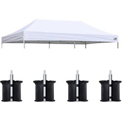 Eurmax USA 10x20 Pop Up Canopy Replacement Canopy Tent Top Cover, Instant Canopy Top Cover ONLY, Choose 30 Colors,Bonus 4PC Pack Canopy Weight Bag (10