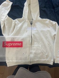 Supreme Box Logo Zip-Up Hoodie XL White Paint Splatter MM6