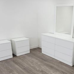 Dresser Whit Mirror And 2 Nightstands Perfect For Your Home - Cómoda Con Espejo Y 2 Mesitas De Noche . Perfecto Para Su Hogar 