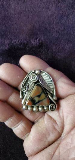 Navajo Sterling Silver 925 Petrified Wood Bolo Tie Clip