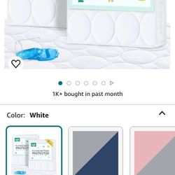 Mini Crib Mattress Protector Sheets Waterproof 2 Pack, Quilted Pack and Play Mattress Pad Cover Fits for Baby Mini Crib/Playen/Pack and Play Mattress,