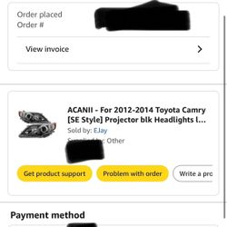 2012-2014 Headlight For Toyota Camry Unopened 