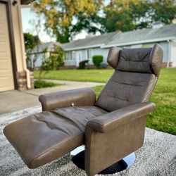 Scandinavian Designs Leather Swivel Recliner | Adjustable Headrest | FREE Delivery