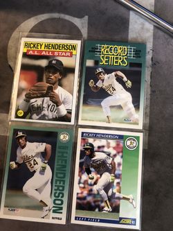 Rickey Henderson assorted baseball cards. 1$ for all shown.