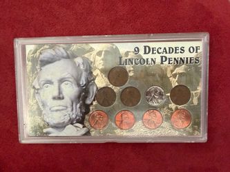 Vintage 9 Decades of Lincoln Pennies Novelty Collector Display Set