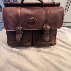 Fossil Men’s Leather Expandable Briefcase W Shoulder Strap