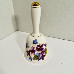 Vintage Crown Staffordshire Fine Bone China Purple Flowers Bell