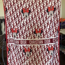 Christian Dior Ft Minnie Mouse 60x80” Blanket, New