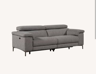 Talin Grey 85" Power Reclining Sofa with Adjustable Headrest & USB