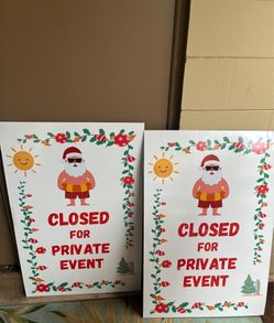🎄🌴 Tropical Santa Holiday Party Bundle – Signs + Themed Balloons 🌴🎄