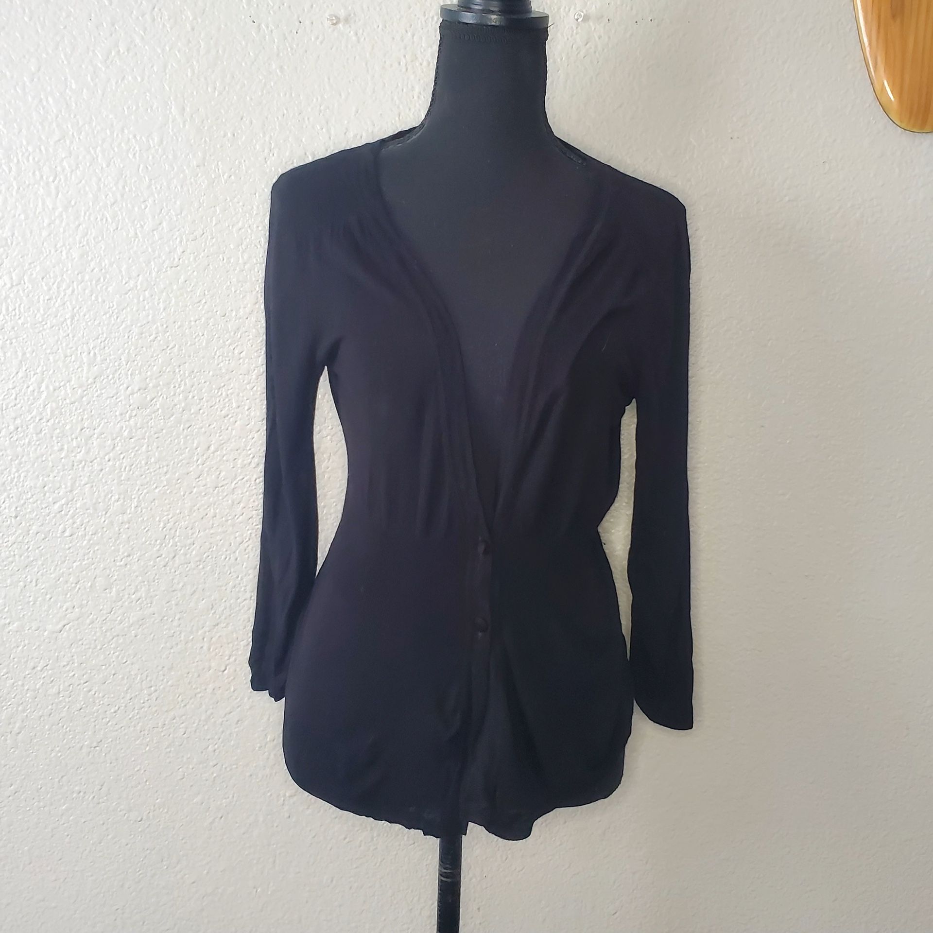 White House Black Market Women Black Light Cardigan Short Length Size: Medium