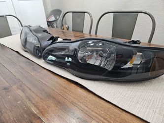 Black Smoked Car Headlight Assembly Pair