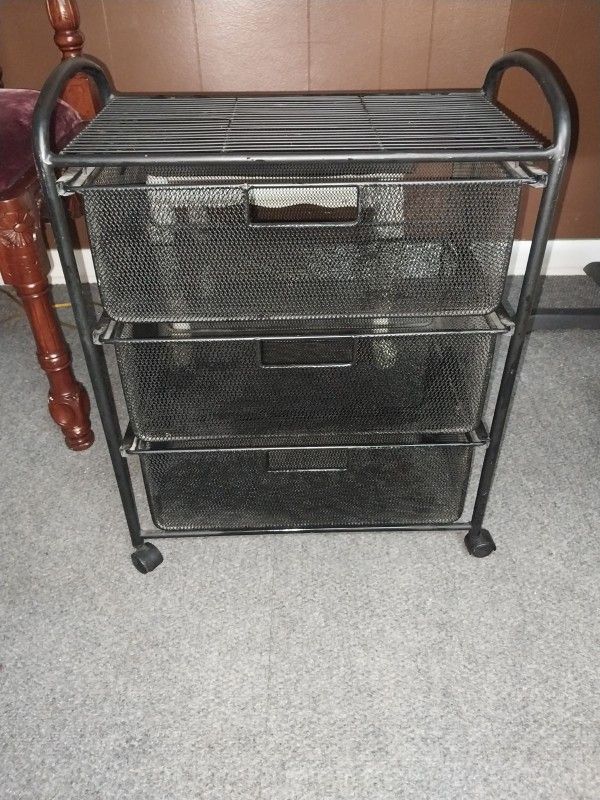 Metal Rolling Storage Cart With 3 Drawers