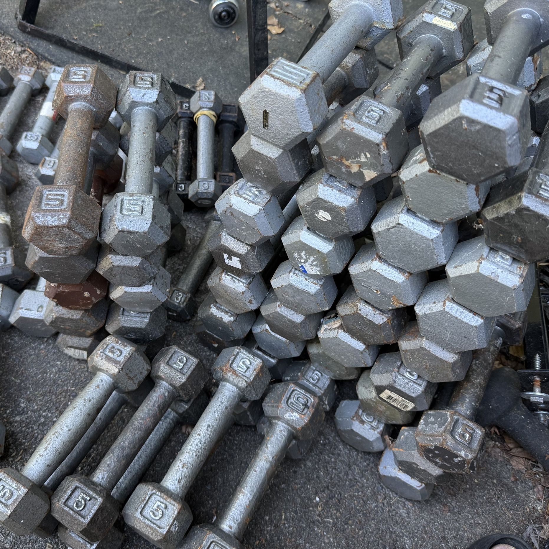 320lbs Huge Lot 5 Lb & 3 Lb Cast iron Dumbells 4 Resale for Sale in ...