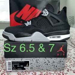 Jordan 4 Black Canvas Steel 7Y 6.5Y GS New