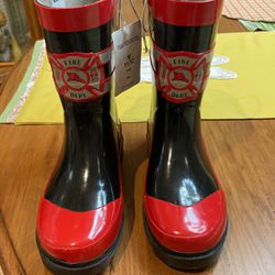 Boys Fireman Rain Boots Size 11/12
