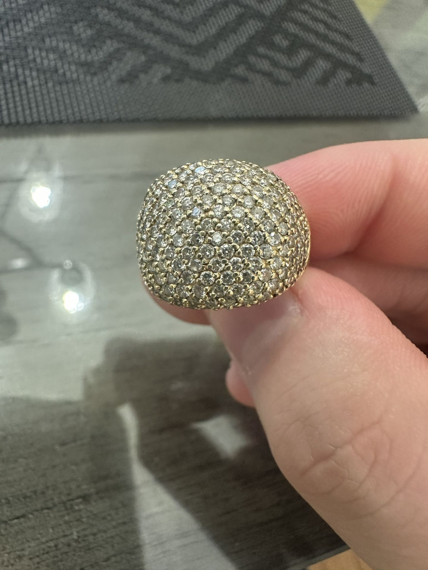 Solid 14k Yellow Gold Ring Iced Out Moissanite Size 8 10.8 Grams Heavy