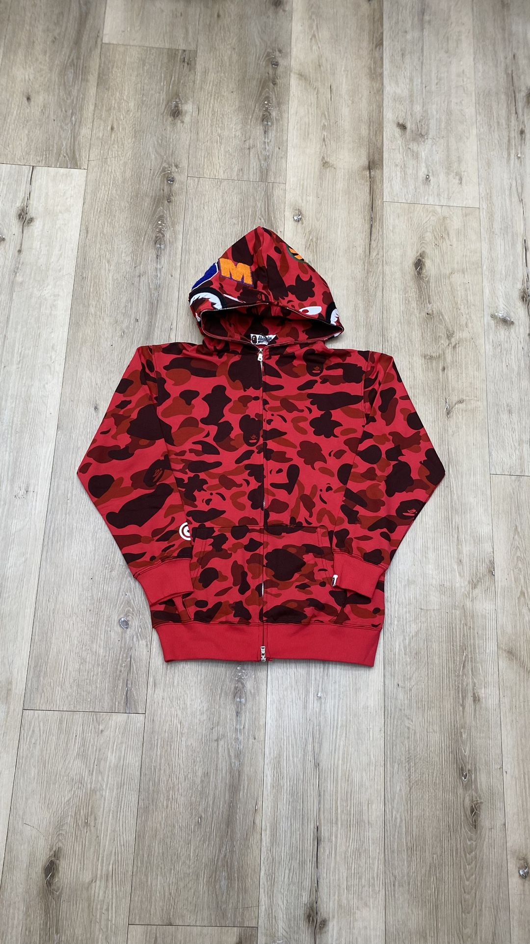 Red Camo BAPE Full Zip-Up Hoodie | Medium